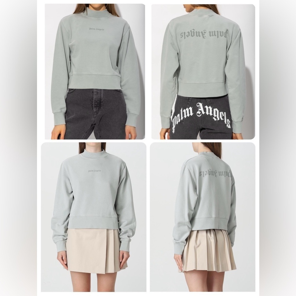 NWOT Palm Angels Reversed Logo Crewneck Sweatshirt Boxy Fit Grey Medium - Picture 3 of 13